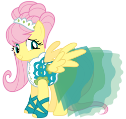 Size: 3650x3458 | Tagged: safe, artist:mihaaaa, fluttershy, pegasus, pony, green isn't your color, clothes, cute, dress, female, looking at you, modelshy, shyabetes, simple background, solo, transparent background, vector