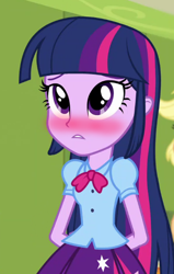 Size: 426x671 | Tagged: safe, derpibooru import, edit, edited screencap, screencap, twilight sparkle, equestria girls, rainbow rocks, blushing, cropped