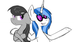 Size: 1024x576 | Tagged: safe, artist:despotshy, dj pon-3, octavia melody, vinyl scratch, earth pony, pony, colored sketch