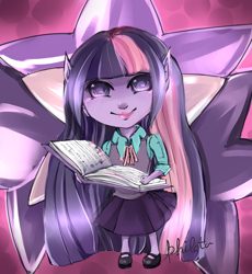 Size: 900x980 | Tagged: safe, artist:philota, derpibooru import, twilight sparkle, equestria girls, chibi, elf ears, solo, uncanny valley