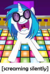 Size: 404x597 | Tagged: safe, dj pon-3, vinyl scratch, pony, unicorn, image macro, meme, meta, mute vinyl