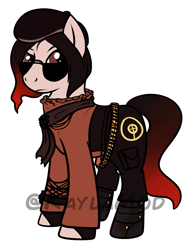 Size: 823x1048 | Tagged: safe, artist:kaylamod, beret, coco adele, obtrusive watermark, ponified, rwby, simple background, solo, sunglasses, watermark, white background