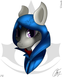 Size: 805x993 | Tagged: safe, artist:nexcoyotlgt, octavia melody, earth pony, pony, assassin's creed, black mane, female, gray coat, mare, solo