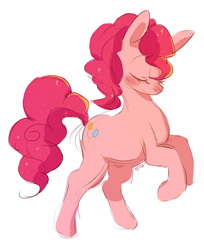 Size: 1044x1280 | Tagged: safe, artist:cherivinca, pinkie pie, earth pony, pony, cute, diapinkes, eyes closed, female, mare, rearing, simple background, solo, white background