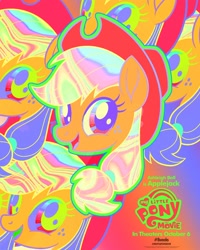 Size: 2000x2500 | Tagged: safe, applejack, earth pony, pony, my little pony: the movie, ashleigh ball, cowboy hat, hat, looking at you, movie poster, my little pony logo, official, poster, solo