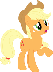 Size: 2633x3586 | Tagged: safe, artist:porygon2z, applejack, earth pony, pony, simple ways, confused, female, high res, mare, raised hoof, simple background, solo, transparent background, vector