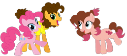 Size: 1008x444 | Tagged: safe, artist:puffydashie01, cheese sandwich, pinkie pie, oc, oc:cotton gum, earth pony, pony, base used, cheesepie, female, male, mare, offspring, parent:cheese sandwich, parent:pinkie pie, parents:cheesepie, shipping, simple background, straight, transparent background