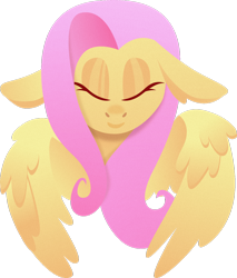 Size: 1024x1203 | Tagged: safe, artist:simonk0, fluttershy, pegasus, pony, bust, eyes closed, female, floppy ears, full face view, mare, portrait, simple background, solo, spread wings, transparent background, wings