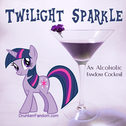 Size: 1000x1000 | Tagged: safe, derpibooru import, twilight sparkle, unicorn, alcohol, cocktail, drink, female, recipe in source, smiling, solo