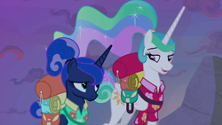 Size: 1920x1080 | Tagged: safe, screencap, princess celestia, princess luna, alicorn, pony, between dark and dawn