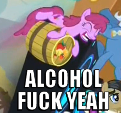 Size: 261x243 | Tagged: safe, screencap, berry punch, berryshine, dj pon-3, filthy rich, perry pierce, vinyl scratch, pony, unicorn, slice of life (episode), alcohol, image macro, meme, vulgar