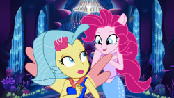 Size: 640x360 | Tagged: safe, artist:gouhlsrule, pinkie pie, princess skystar, mermaid, equestria girls, my little pony: the movie, equestria girls-ified, midriff