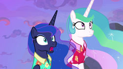 Size: 1920x1080 | Tagged: safe, screencap, princess celestia, princess luna, alicorn, pony, between dark and dawn