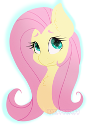 Size: 1783x2519 | Tagged: safe, artist:nate-doodles, fluttershy, pegasus, pony, bust, chest fluff, female, looking at you, mare, portrait, simple background, solo, three quarter view, white background