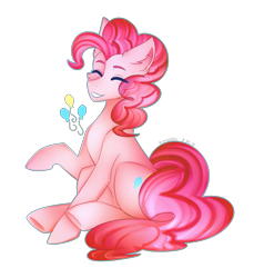 Size: 2923x3067 | Tagged: safe, artist:kurochhi, pinkie pie, earth pony, pony, eyes closed, female, mare, simple background, sitting, smiling, solo, transparent background