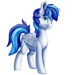 Size: 3000x3000 | Tagged: safe, artist:pellsya, oc, oc only, oc:rainy, pegasus, pony, bedroom eyes, blue eyes, looking at you, simple background, smiling, solo, white background, wings