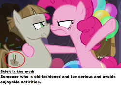 Size: 960x683 | Tagged: safe, edit, edited screencap, screencap, mudbriar, pinkie pie, earth pony, pony, the maud couple, boop, captain obvious, duo, noseboop