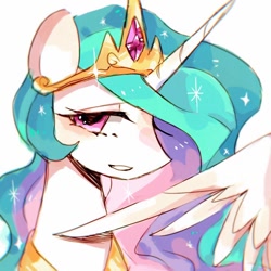 Size: 900x900 | Tagged: safe, artist:jojofassbender, princess celestia, alicorn, pony, bust, crown, cute, cutelestia, female, jewelry, mare, portrait, regalia, simple background, solo, white background