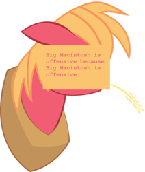 Size: 500x589 | Tagged: safe, big macintosh, meta, offensive ponies, tautology, text