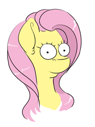 Size: 1500x2000 | Tagged: safe, artist:kittytitikitty, fluttershy, pegasus, pony, female, mare, pink mane, the simpsons, yellow coat