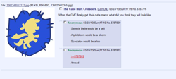 Size: 882x394 | Tagged: safe, /mlp/, 4chan, cutie mark crusaders, emblem, meta