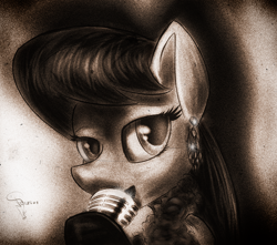 Size: 1672x1476 | Tagged: safe, artist:ferasor, octavia melody, earth pony, pony, earring, microphone, piercing, solo