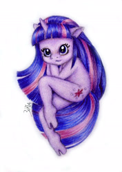 Size: 1636x2311 | Tagged: safe, artist:essencia-de-ambar, part of a set, twilight sparkle, anthro, unguligrade anthro, female, pencil drawing, simple background, solo, traditional art, white background