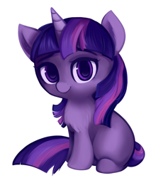 Size: 1280x1455 | Tagged: safe, artist:artsyastr0, derpibooru import, twilight sparkle, chest fluff, filly, filly twilight sparkle, simple background, sitting, solo