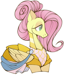 Size: 2523x2823 | Tagged: safe, artist:draw-draw-goose, fluttershy, pegasus, pony, fake it 'til you make it, female, mare, simple background, solo, transparent background, warrior of inner strength, warriorshy