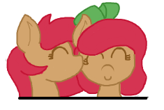 Size: 235x158 | Tagged: safe, artist:lockheart, oc, oc only, oc:cherry sweetheart, oc:stella cherry, cute, diabetes, female, flockmod, incest, kissing, lesbian, shipping, simple background, sisters, twins, white background