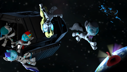 Size: 1920x1080 | Tagged: safe, artist:thom330, octavia melody, surprise, oc, earth pony, pony, 3d, astronaut, spacesuit, wat