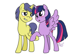 Size: 1024x768 | Tagged: safe, artist:siekit442, derpibooru import, comet tail, twilight sparkle, twilight sparkle (alicorn), alicorn, pony, blushing, cometlight, female, holding hands, male, open mouth, shipping, simple background, straight, transparent background, vector