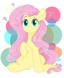 Size: 992x1200 | Tagged: safe, artist:ch-chau, fluttershy, pegasus, pony, adorkable, confused, cute, dork, female, looking at you, mare, question mark, raised hoof, shyabetes, sitting, solo