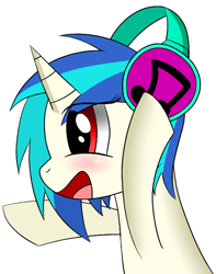 Size: 496x631 | Tagged: safe, artist:mansun, dj pon-3, vinyl scratch, pony, unicorn, female, headphones, horn, mare, white coat