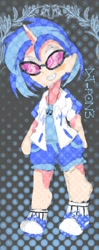 Size: 270x684 | Tagged: safe, artist:mori, dj pon-3, vinyl scratch, human, converse, horned humanization, humanized, pixiv, solo