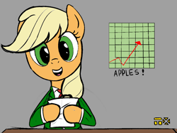 Size: 1108x827 | Tagged: safe, artist:mr square, artist:tex, applejack, earth pony, pony, clothes, colored, necktie, news, solo, suit