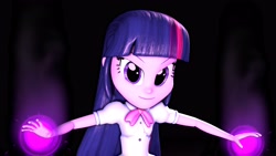 Size: 3840x2160 | Tagged: safe, artist:thedirectorlols, derpibooru import, twilight sparkle, human, equestria girls, 3d, evil grin, looking at you, magic, poster, smiling, smirk, solo, source filmmaker