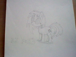 Size: 640x480 | Tagged: safe, artist:peter lugushy, dj pon-3, vinyl scratch, pony, unicorn, doodle, monochrome, solo, traditional art