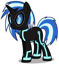 Size: 4908x5326 | Tagged: safe, artist:mrlolcats17, dj pon-3, vinyl scratch, pony, unicorn, absurd resolution, crossover, female, hooves, horn, mare, simple background, smiling, solo, sunglasses, transparent background, tron, vector