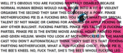 Size: 1180x504 | Tagged: safe, pinkie pie, earth pony, pony, artifact, copypasta, extreme advertising, funny as hell, text, vulgar