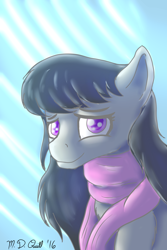 Size: 1024x1536 | Tagged: safe, artist:m_d_quill, octavia melody, earth pony, pony, clothes, scarf, solo