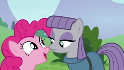 Size: 1920x1080 | Tagged: safe, screencap, maud pie, pinkie pie, earth pony, pony, the maud couple, duo