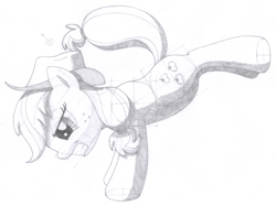 Size: 1802x1345 | Tagged: safe, artist:aafh, applejack, earth pony, pony, monochrome, solo, traditional art