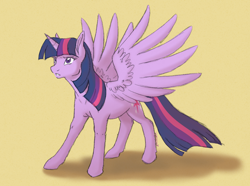 Size: 1200x892 | Tagged: safe, artist:kourabiedes, derpibooru import, twilight sparkle, twilight sparkle (alicorn), alicorn, pony, simple background, solo