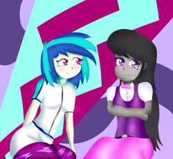 Size: 2500x2300 | Tagged: safe, artist:superiorinfamea, dj pon-3, octavia melody, vinyl scratch, equestria girls, blushing