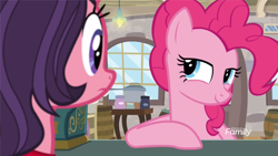 Size: 1280x720 | Tagged: safe, screencap, pinkie pie, earth pony, pony, the maud couple, spoiler:s08, jiffy bake, lidded eyes, rachael ray