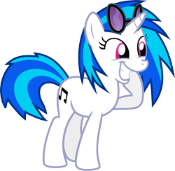 Size: 5912x5769 | Tagged: safe, artist:jaybugjimmies, dj pon-3, vinyl scratch, pony, unicorn, absurd resolution, cute, cutie mark, female, grin, hooves, horn, mare, simple background, smiling, solo, sunglasses, teeth, transparent background, vector, vinylbetes