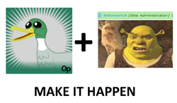 Size: 1200x700 | Tagged: safe, duck, ogre, barely pony related, check yourself before you shrek yourself, exploitable meme, make it happen, meta, op is a cuck, shrek, sidorovich, spoilered image joke