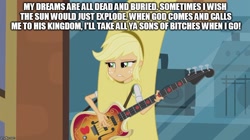 Size: 888x499 | Tagged: safe, edit, edited screencap, screencap, applejack, a case for the bass, equestria girls, rainbow rocks, bananajack, squidbillies, vulgar