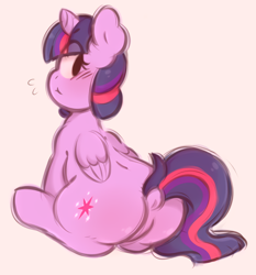 Size: 672x722 | Tagged: safe, artist:toroitimu, derpibooru import, twilight sparkle, twilight sparkle (alicorn), alicorn, pony, dock, looking back, plot, raised tail, solo, tail, twibutt